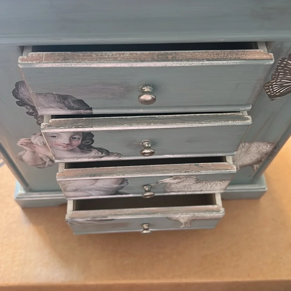 NEW Vintage Gray Jewelry Organizer - Chalkpainted one of a kind